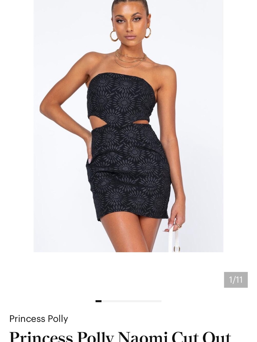 Wimsigoth Princess Polly Black Strapless Cutout Mini Dress - Picture 2 of 7